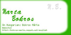 marta bokros business card